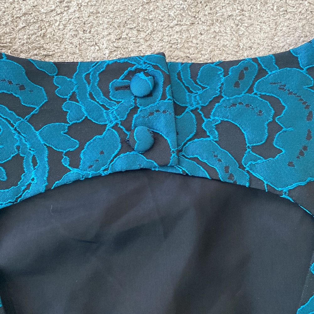 Tabitha Dress Anthropologie Ottava Black Blue Teal Floral Cocktail Party - 12 - Picture 8 of 11